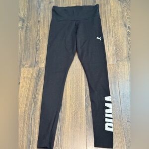 Puma Black Leggings with White Logo Accent